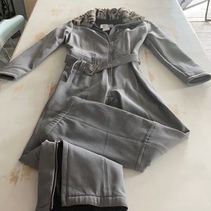 Lux Winter Ski Snow suit - one piece  Grey Faux fur (Euro 40- American 8/10)